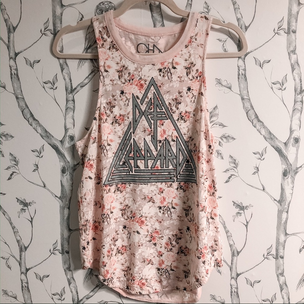 Chaser Floral Def Leppard Tank Top SMALL - Picture 3 of 4